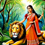 힌두교 종파 샥타 - **Prompt:** A beautifully detailed painting of Goddess Durga, fully clothed in a traditional Bengali...