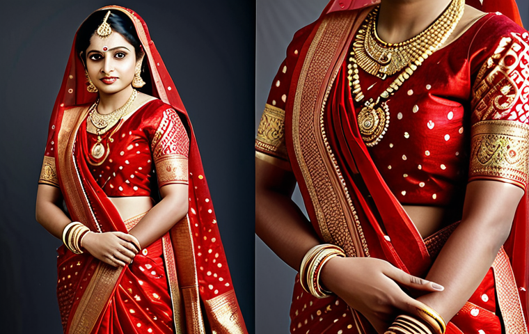힌두교 전통 의복 - Bengali Bride in Red Benarasi Saree**

A Bengali Hindu bride, fully clothed in a traditional red Ben...