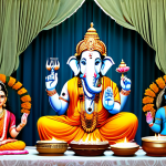 힌두교 종파 스마르타 - Panchadev Puja**

"A family-friendly scene depicting a Hindu household practicing Panchadev Puja (wo...
